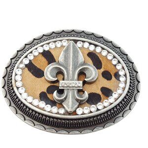 Western Oval Buckle w. Fleur De Lis